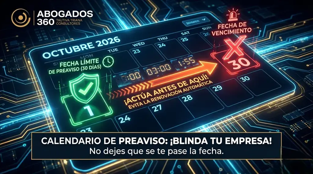 Contrato de trabajo a término fijo: calendario de preaviso (30 días) para evitar renovación automática y blindar la empresa.